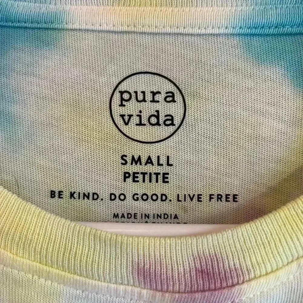 Pura Vida Dreamer‎ Tie Dye Cropped Long Sleeve Tee Pastel Celestial Small Petite - Picture 3 of 4